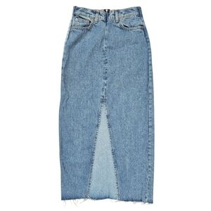 Zara The 90's Collection Patchwork Two Tone Denim Maxi Skirt 100% Cotton Retro